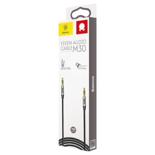 Kabel audio mini jack 3,5mm AUX Baseus Yiven 1,5m (czarno-srebrny) - obrazek 8