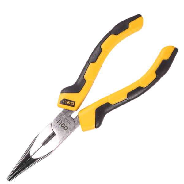 Szczypce wydłużone proste Deli Tools EDL2106, 6" (żółte)