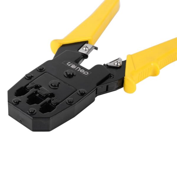 Szczypce do zaciskania konektorów Ethernet Deli Tools EDL2468, 4/6/8P, RJ45/RJ14/RJ12/RJ9 (żółte) - obrazek 2