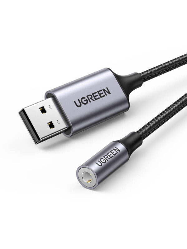 Adapter audio UGREEN CM477, USB do Mini Jack 3.5mm AUX (szary)