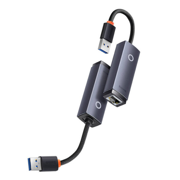 Adapter sieciowy Baseus Lite Series USB do RJ45, 1000Mbps (szary) - obrazek 3