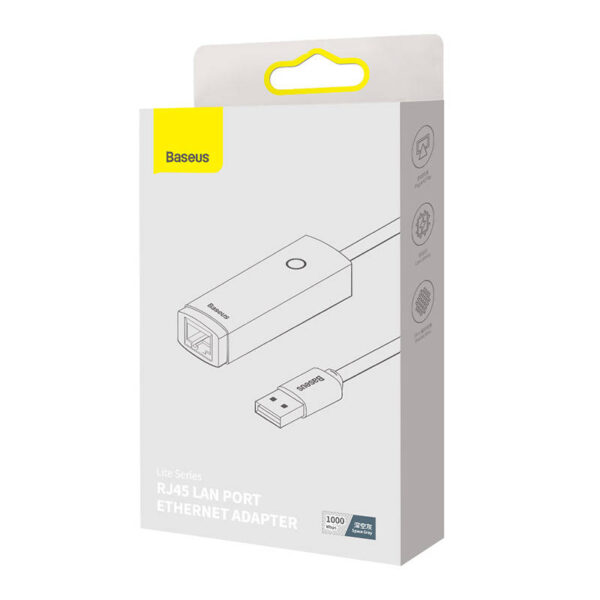 Adapter sieciowy Baseus Lite Series USB do RJ45, 1000Mbps (szary) - obrazek 5