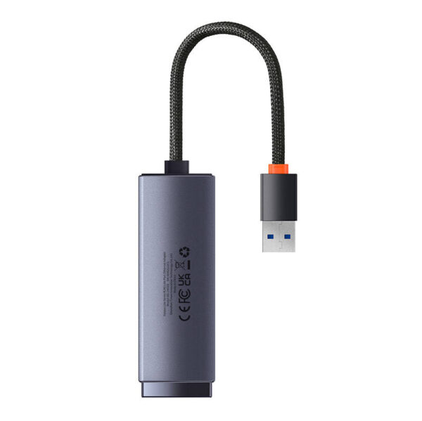 Adapter sieciowy Baseus Lite Series USB do RJ45, 1000Mbps (szary) - obrazek 2