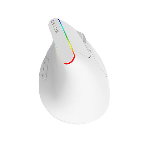 Bezprzewodowa mysz pionowa Delux M618C 2.4G 1600DPI RGB (biała) - obrazek 2