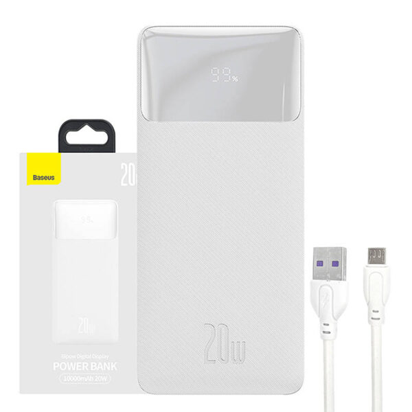 Powerbank Baseus Bipow 10000mAh, 2xUSB, USB-C, 20W (biały)