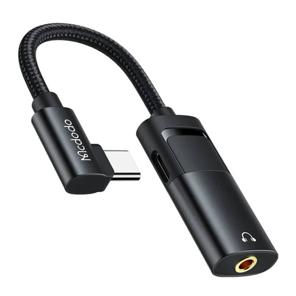 Adapter USB-C do AUX mini jack 3.5mm + USB-C, Mcdodo CA-1880 (czarny) - obrazek 2