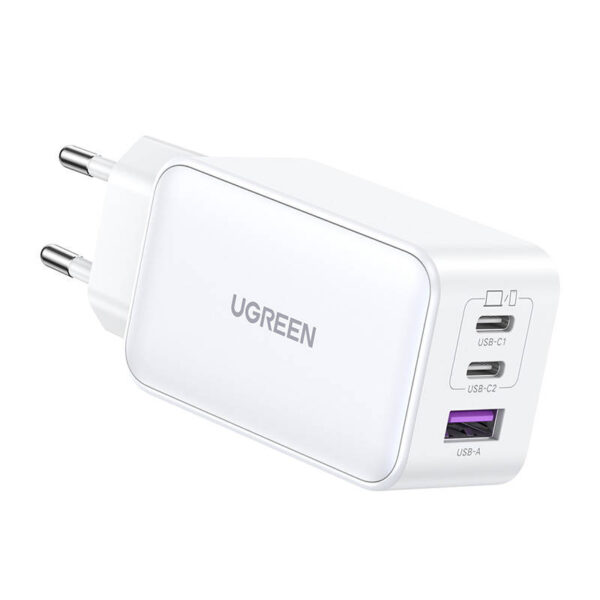 Ładowarka sieciowa UGREEN 15339 Nexode, 2xUSB-C, USB-A 3.0, PD3.0, QC4.0, GaN, 65W (biała) - obrazek 3