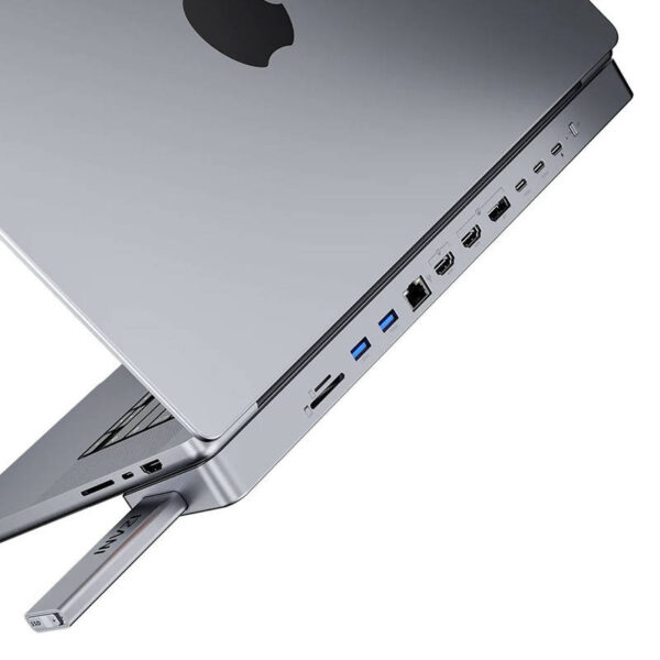 Stacja dokująca / Hub USB-C do MacBook Pro 13" / 14" INVZI MagHub 12w2 z kieszenią SSD (szara) - obrazek 2