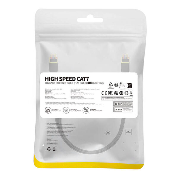 Płaski kabel sieciowy Baseus Ethernet RJ45, Gigabit, Cat.7, 1 m (czarny) - obrazek 9