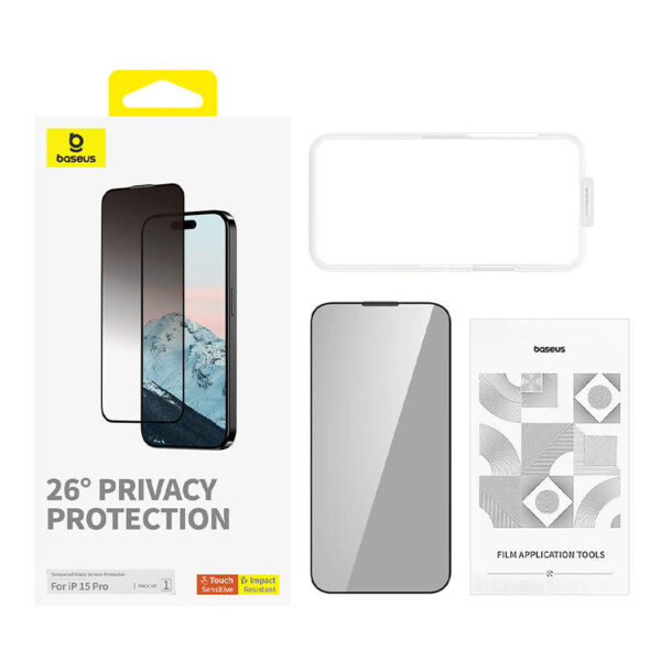 Szkło hartowane prywatyzujące Baseus Diamond iPhone 15 Pro - obrazek 3