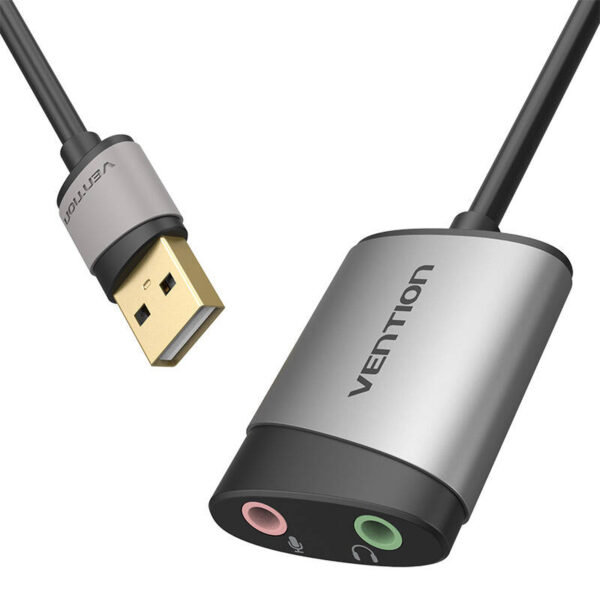 Zewnętrzna karta dźwiękowa USB 0,15m Vention CDKHB (szara) - obrazek 2