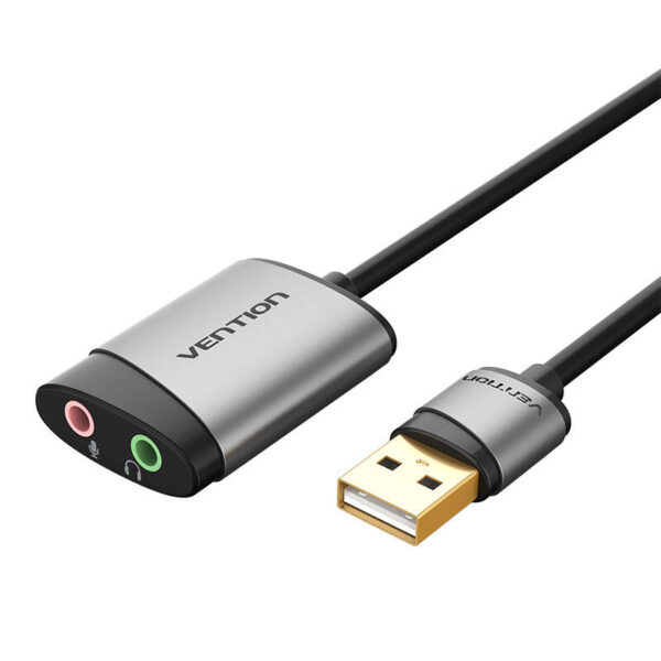 Zewnętrzna karta dźwiękowa USB 0,15m Vention CDKHB (szara) - obrazek 3