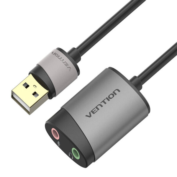 Zewnętrzna karta dźwiękowa USB 0,15m Vention CDKHB (szara) - obrazek 5