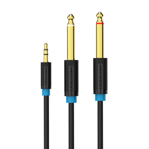 Kabel audio 3,5mm TRS męski do 2x 6,35mm męski 2m Vention BACBH czarny