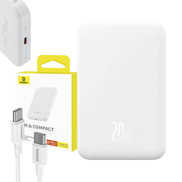 Magnetyczny mini powerbank Baseus 5000mAh 20W (biały) - obrazek 10