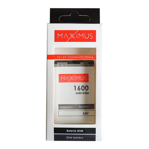 BATERIA MAXXIMUS DO NOKIA 5800 1600mAh Li-Ion BL-5J - obrazek 3