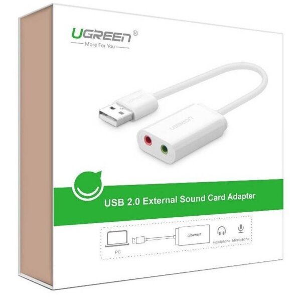 Zewnętrzna karta dźwiękowa USB UGREEN  US205 15cm (biały) - obrazek 3