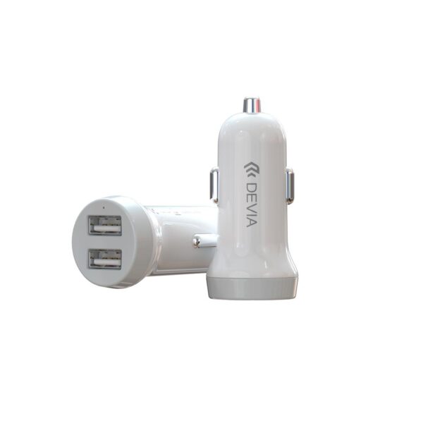 Devia ładowarka samochodowa Smart 2x USB 3,1A biała + kabel Lightning - obrazek 3