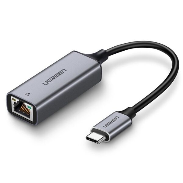 Adapter USB-C na RJ45 UGREEN  CM199 aluminiowy, Gigabit Ethernet (szary)