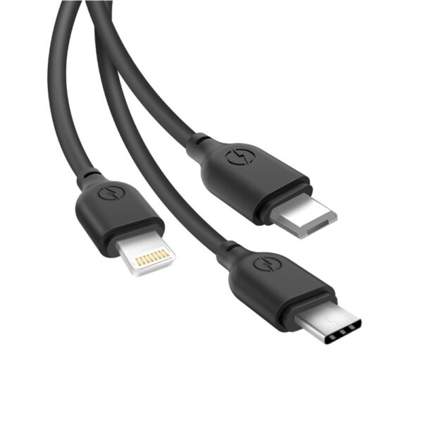 XO kabel NB103 3w1 USB - Lightning + USB-C + microUSB 1,0 m 2,1A czarny - obrazek 2