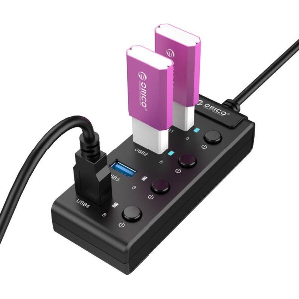 Hub USB 3.0. Orico z włącznikami, 4x USB (czarny) - obrazek 2