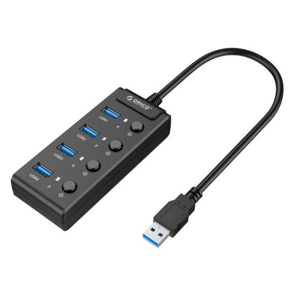 Hub USB 3.0. Orico z włącznikami, 4x USB (czarny) - obrazek 3