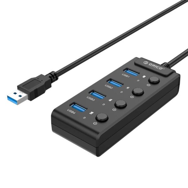 Hub USB 3.0. Orico z włącznikami, 4x USB (czarny)