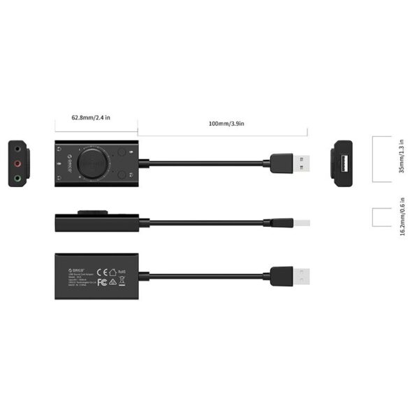 Zewnętrzna karta dźwiękowa Orico USB 2.0, 10cm - obrazek 6