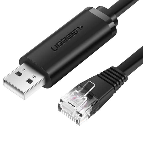 Kabel Konsolowy UGREEN CM204, USB - RJ45 Do Urządzeń Sieciowych, 1.5m (czarny)