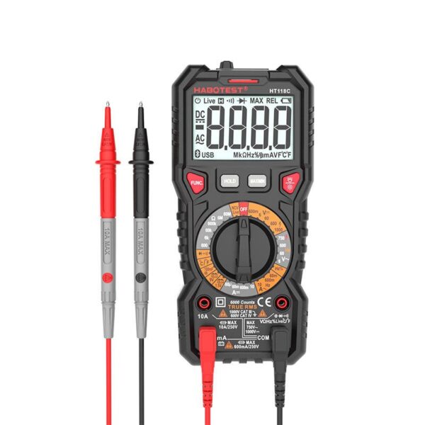 Multimetr cyfrowy z latarką Habotest HT118C, True RMS, NCV, testowanie akumulatorów - obrazek 2