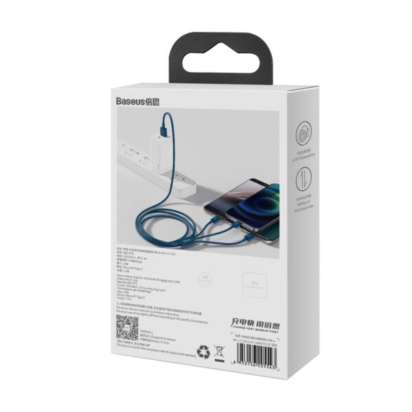 Kabel USB 3w1 Baseus Superior Series, USB do micro USB / USB-C / Lightning, 3.5A, 1.5m (niebieski) - obrazek 11