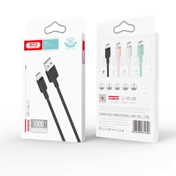 XO kabel NB156 USB - USB-C 1,0 m 2,4A różowy - obrazek 2