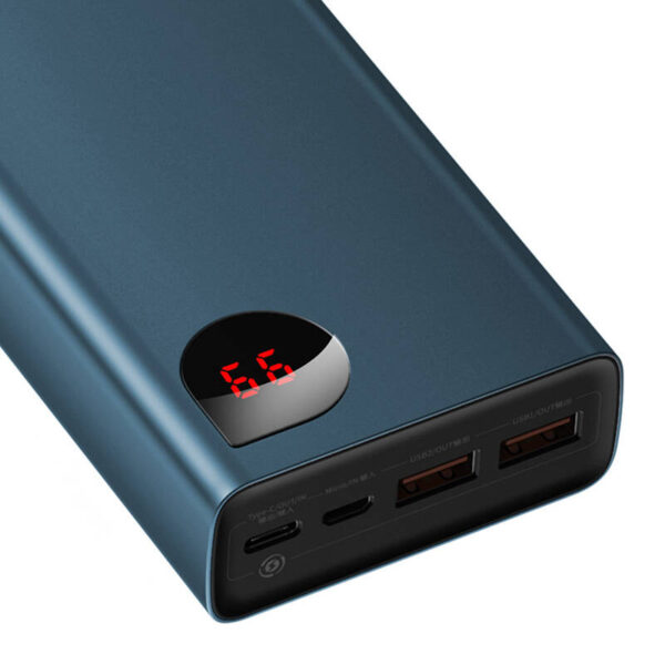 Powerbank Baseus Adaman Metal 20000mAh, PD, QC 3.0, 65W, 2xUSB + USB-C + micro USB, (niebieski) - obrazek 6