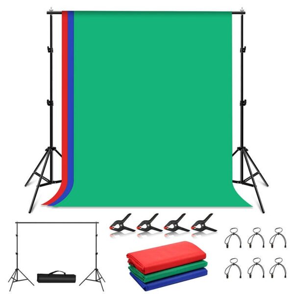 Zestaw/Statyw do mocowania tła fotograficznego Puluz  2x2m + tła fotograficzne 3 szt PKT5204