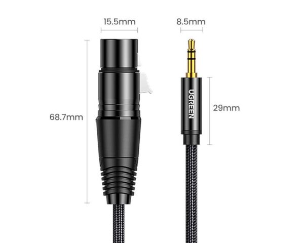 UGREEN AV182 Kabel XLR żeński do jack 3.5 męski - 2m (czarny) - obrazek 3