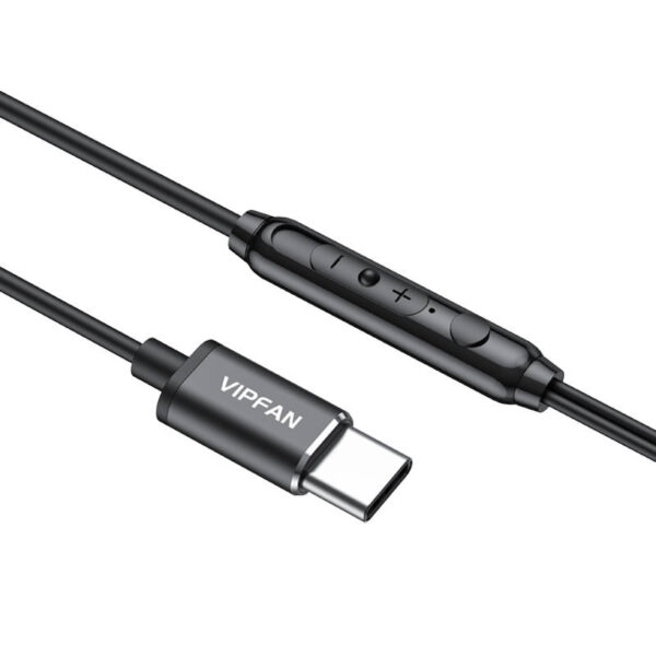 Słuchawki douszne przewodowe Vipfan M11, USB-C (czarne) - obrazek 4