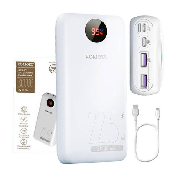 Powerbank Romoss PSW30PF 30000mAh, 22.5W (biały) - obrazek 2