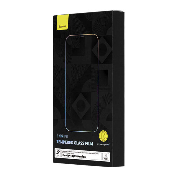 Szkło hartowane Baseus Corning do iPhone 13/13Pro/14 z filtrem przeciwpyłowym - obrazek 8