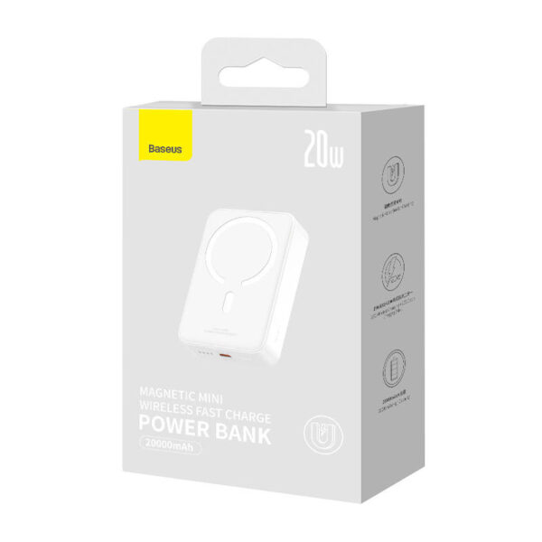 Powerbank magnetyczny Baseus Magnetic Mini 20000mAh, USB-C 20W MagSafe (biały) - obrazek 8