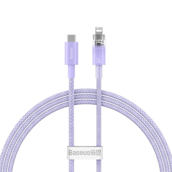 Kabel szybko ładujący Baseus USB-C do Lightning  Explorer Series 1m, 20W (fioletowy) - obrazek 2