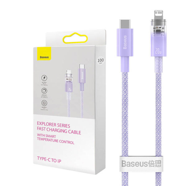 Kabel szybko ładujący Baseus USB-C do Lightning  Explorer Series 1m, 20W (fioletowy)