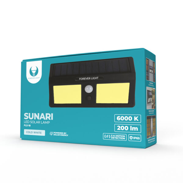 Lampa solarna LED SUNARI FLS-18 COB PIR 3W 200lm 6000K 800mAh Li-Ion Forever Light - obrazek 6