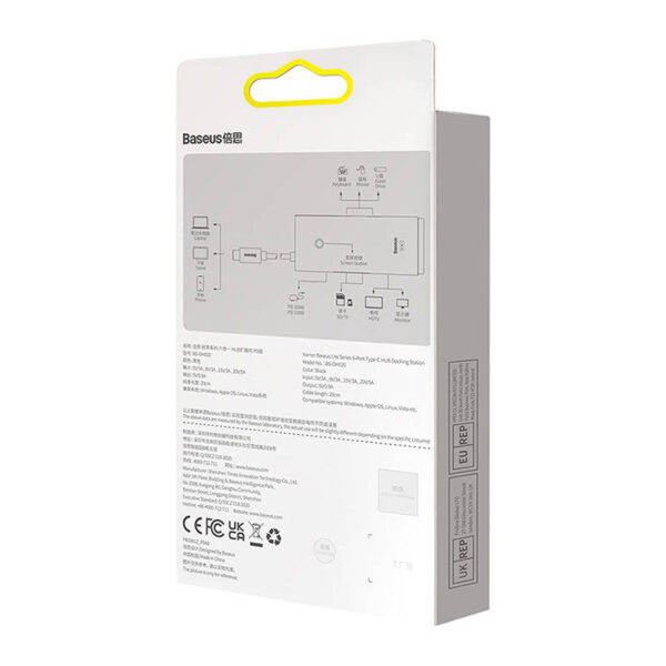 Hub Baseus OS Lite 6-Port (Typ-C do HDMI+USB3.0*2+PD+SD/TF) (czarny) - obrazek 9