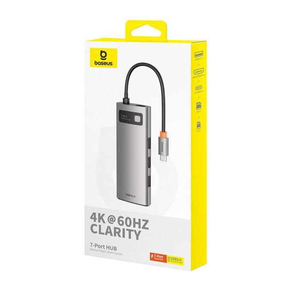 Hub 7w1 Baseus Gleam, USB-C do 1x HDMI4K 60Hz + 3x USB3.0 + 1x PD + 1x SD/TF (szary) - obrazek 8