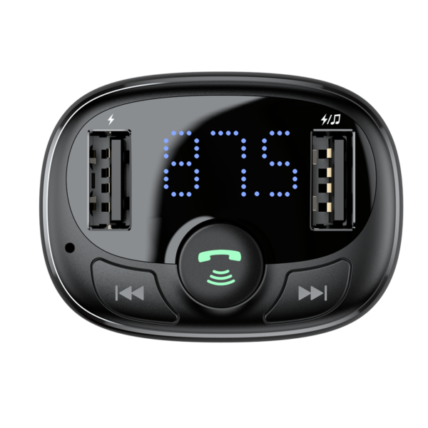 Baseus transmiter FM T-Shaped S-09A Bluetooth MP3 ładowarka samochodowa czarna - obrazek 2