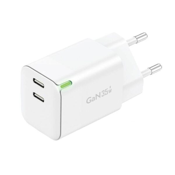 Ładowarka sieciowa Foneng GaN 35W 2x USB-C (biała) - obrazek 2