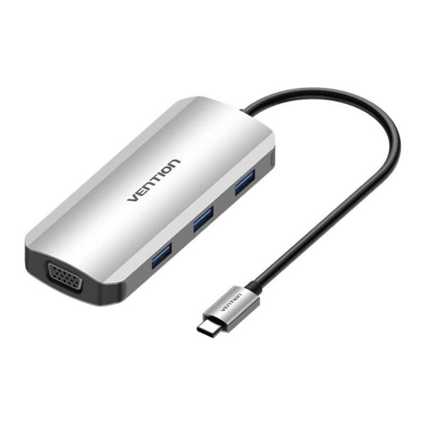 Stacja dokująca USB-C do HDMI, VGA, 3x USB 3.0, PD 0,15m Vention TOIHB (szary)