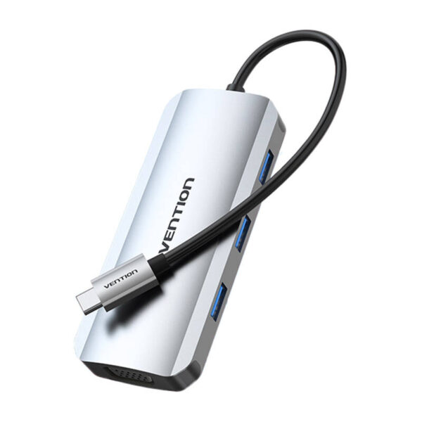 Stacja dokująca USB-C do HDMI, VGA, 3x USB 3.0, PD 0,15m Vention TOIHB (szary) - obrazek 2