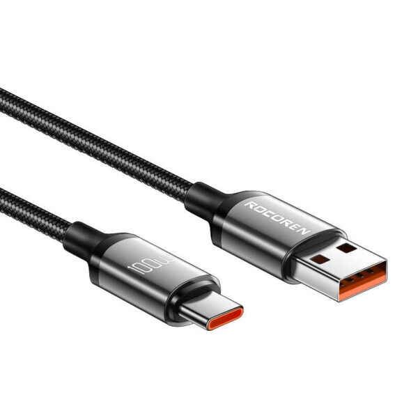 Kabel szybko ładujący Rocoren USB do USB-C Retro Series 100W, 2m (szary) - obrazek 2