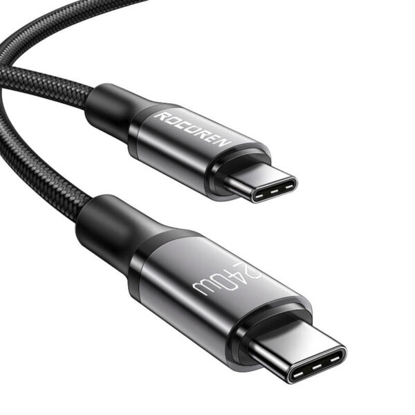 Kabel szybko ładujący Rocoren USB-C do USB-C Retro Series 240W, 1m (szary) - obrazek 2